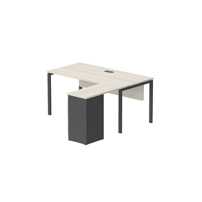 PLATA Meja Kerja Kantor L With Drawers 160x160cm Ash Grey