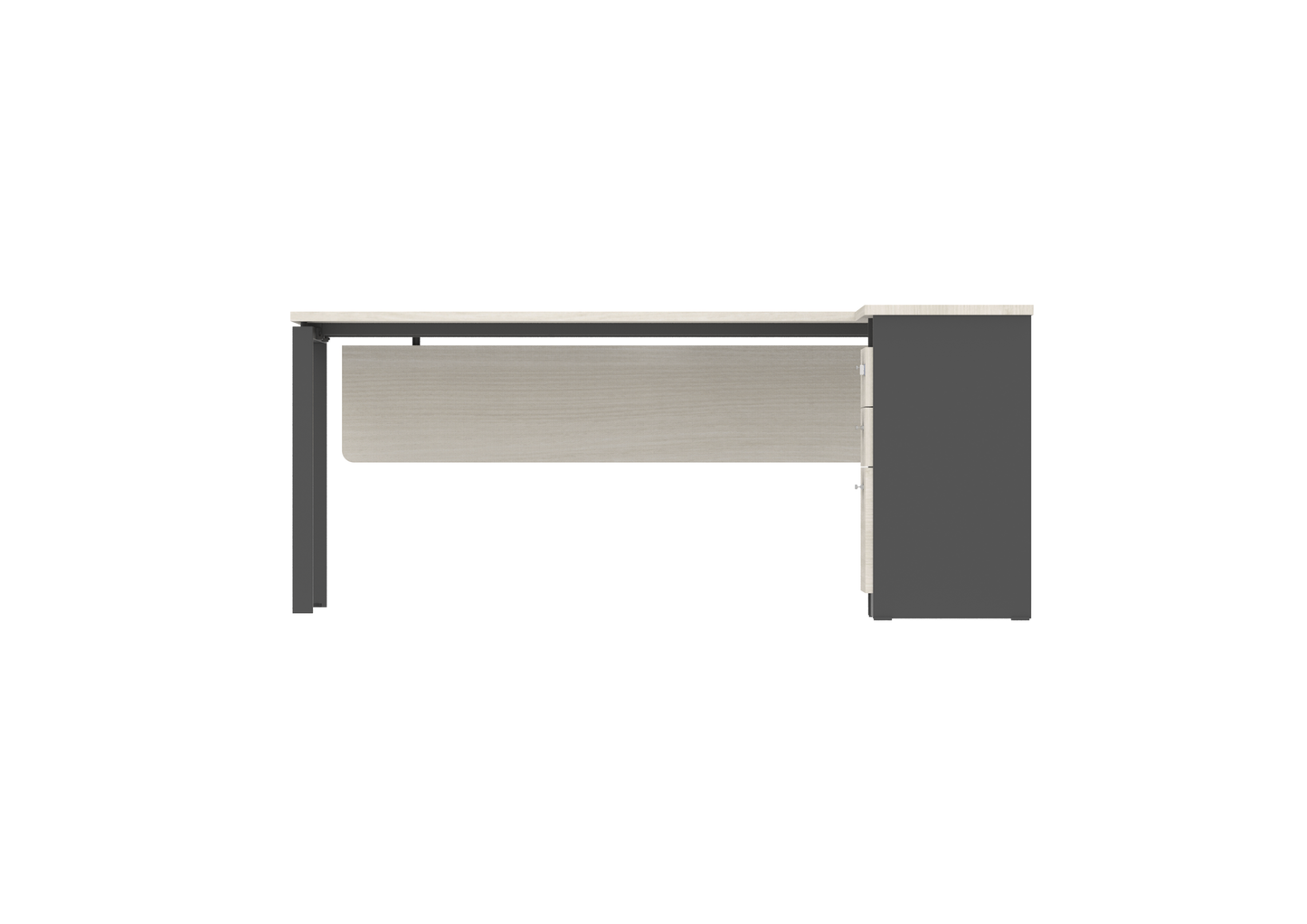 PLATA Meja Kerja Kantor L With Drawers 180x160cm Ash Grey