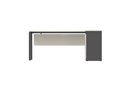 PLATA Meja Kerja Kantor L With Drawers 180x160cm Ash Grey