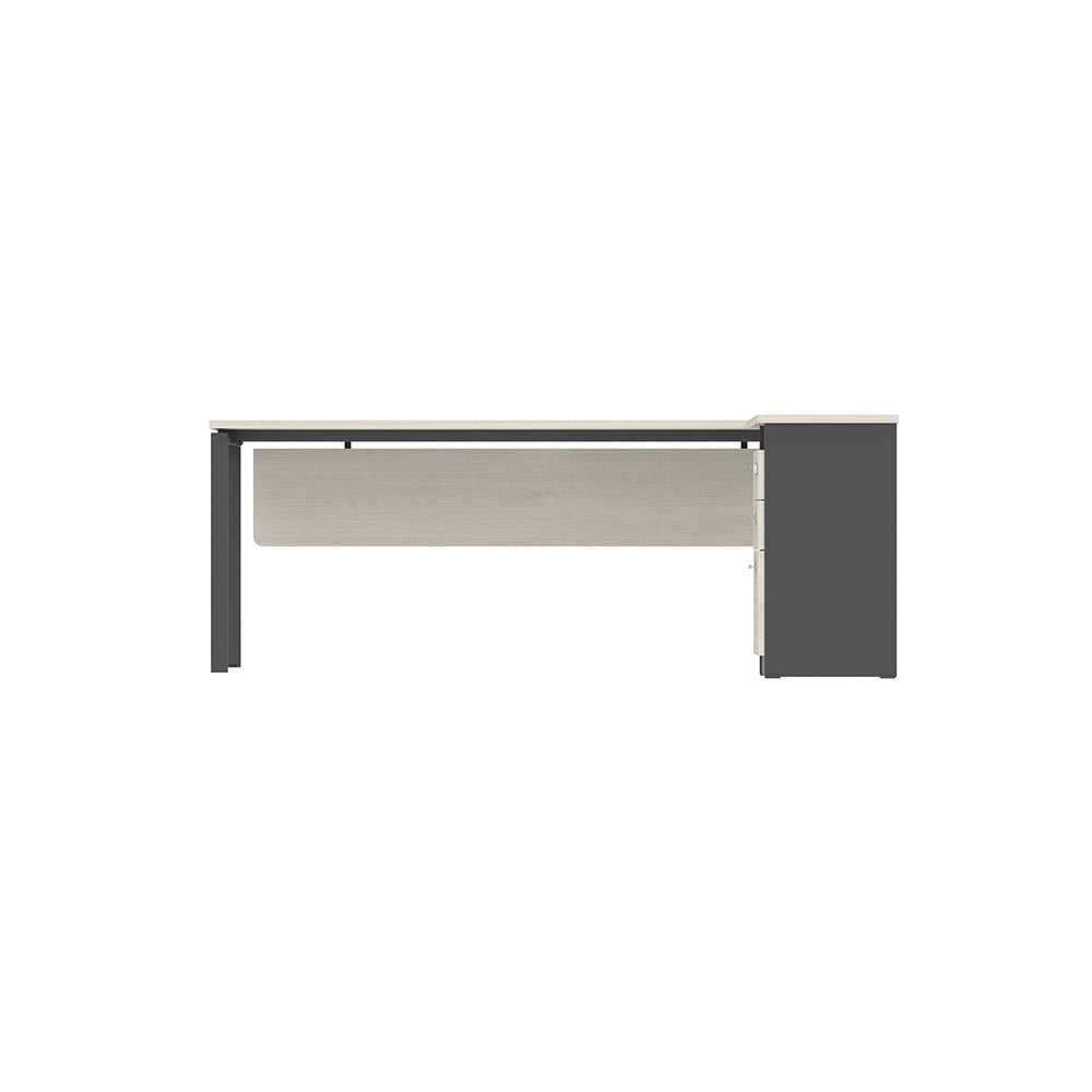 PLATA Meja Kerja Kantor L With Drawers 200x160cm Ash Grey