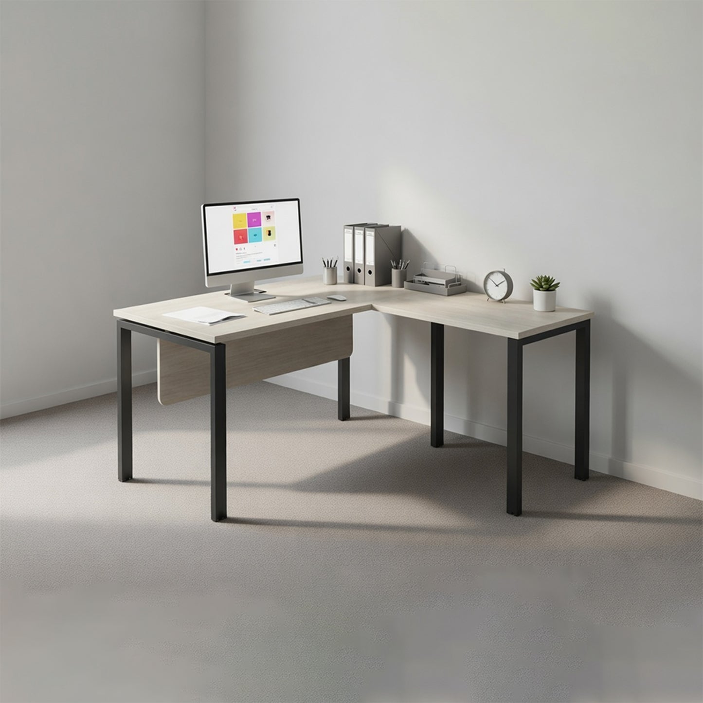 PLATA Meja Kerja Kantor L120x140cm Ash Grey