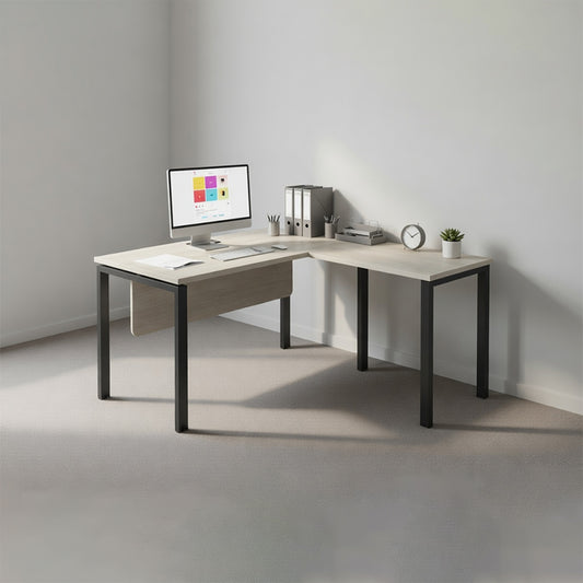 PLATA Meja Kerja Kantor L120x140cm Ash Grey