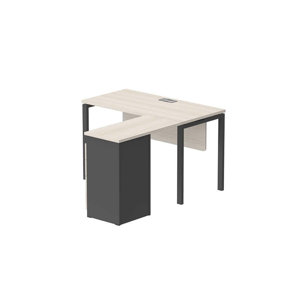 PLATA Meja Kerja Kantor L With Drawers 120x140cm Ash Grey