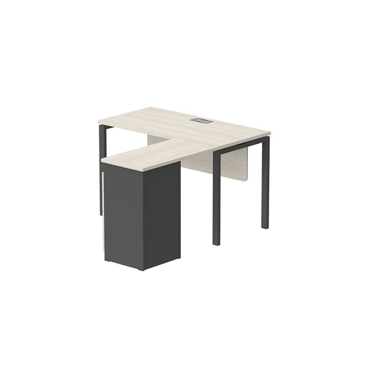 PLATA Meja Kerja Kantor L With Drawers 120x140cm Ash Grey