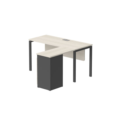 PLATA Meja Kerja Kantor L With Drawers 140x140cm Ash Grey