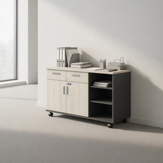 PLATA Return Sideboard Mobile Cabinet Kiri 120cm Ash Grey