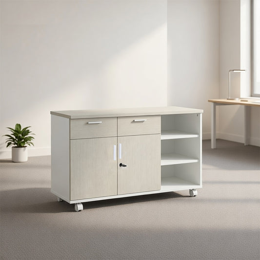PLATA Return Sideboard Mobile Cabinet Kiri 120cm White Ash
