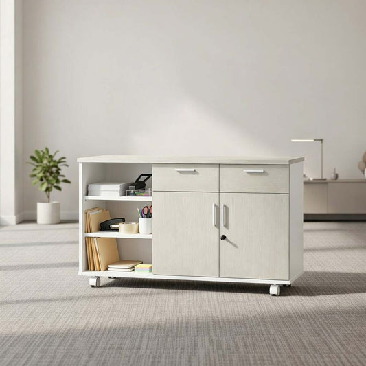 PLATA Return Sideboard Mobile Cabinet Kanan 120cm White Ash
