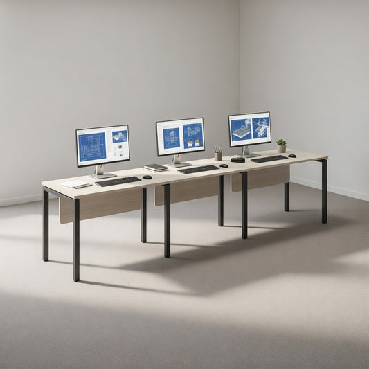 PLATA Office Desk Meja Kerja Satu Sisi 3 Orang 420x60cm