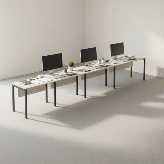 PLATA Office Desk Meja Kerja Satu Sisi 4 Orang 480x60cm