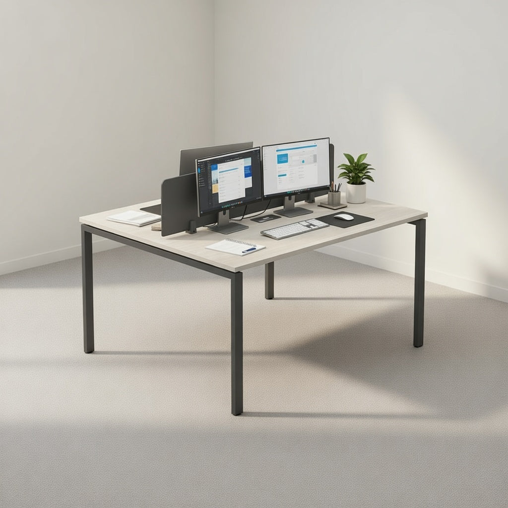PLATA Workstation Meja Kerja Kantor 140x120cm Ash Grey