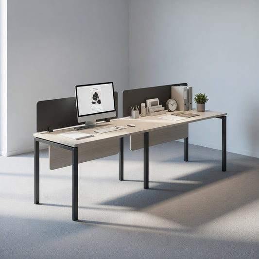 PLATA Workstation Meja Kerja Satu Sisi 2 Orang 240x60cm Ash Grey