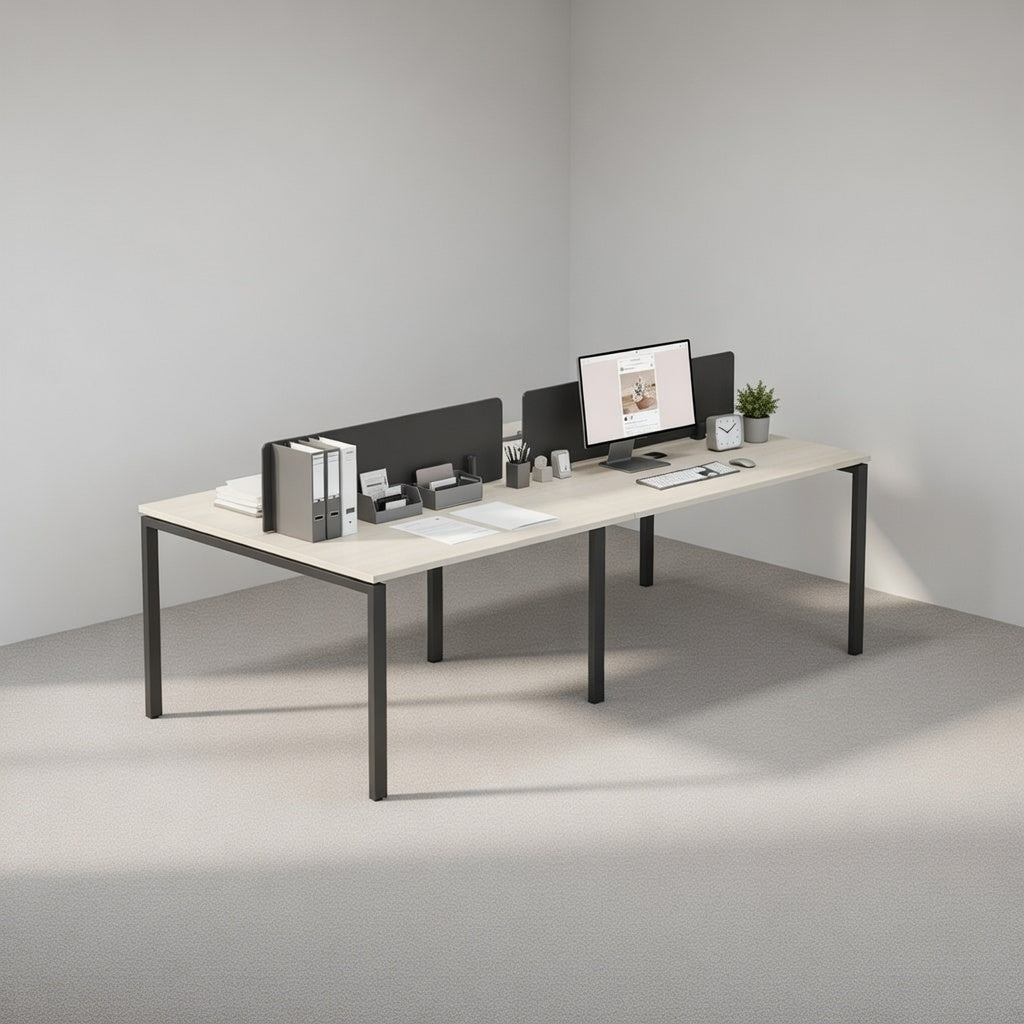 PLATA Workstation Meja Kerja Dua Sisi Berhadapan 4 Orang 240x120cm Ash Grey