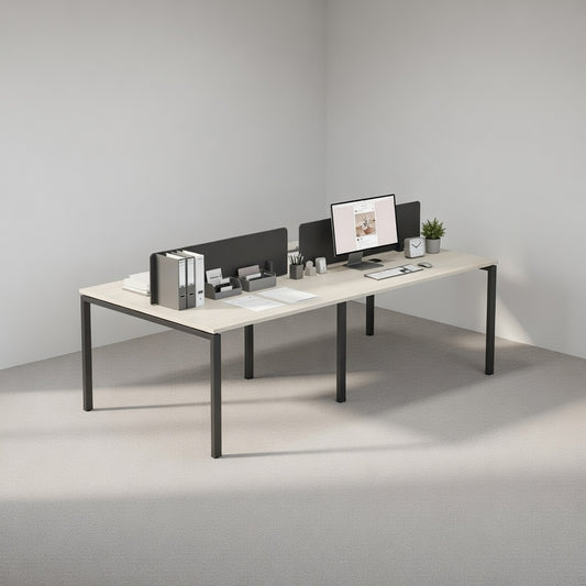 PLATA Workstation Meja Kerja Dua Sisi Berhadapan 4 Orang 240x120cm Ash Grey