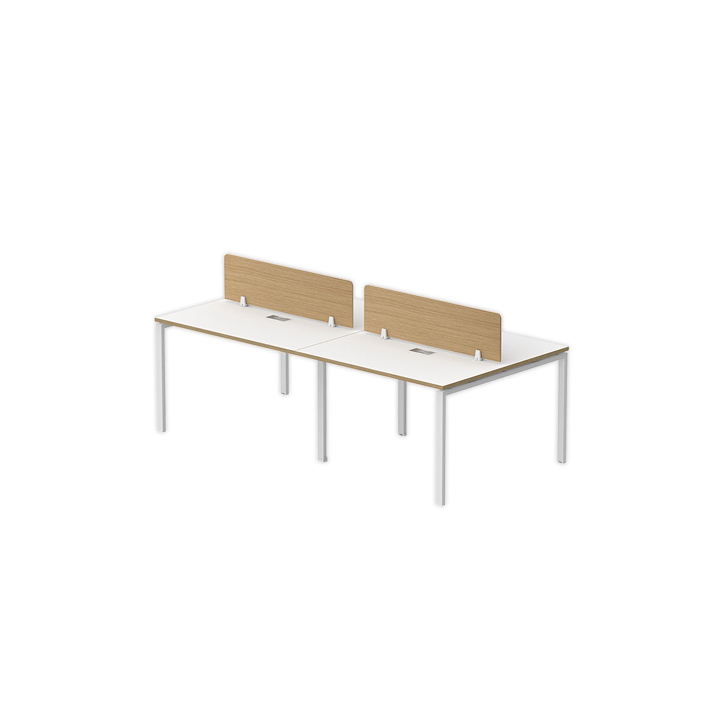 PLATA Workstation Meja Kerja Dua Sisi Berhadapan 4 Orang 240x120cm White Pine