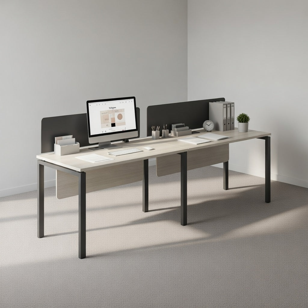 PLATA Workstation Meja Kerja Satu Sisi 2 Orang 280x60cm Ash Grey