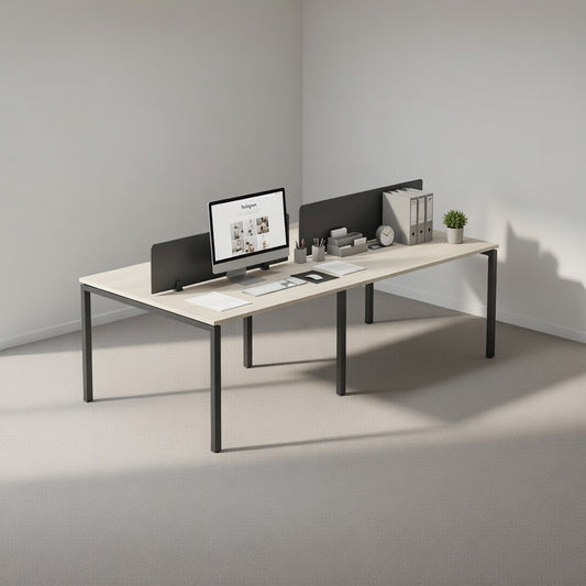 PLATA Workstation Meja Kerja Dua Sisi Berhadapan 4 Orang 280x120cm Ash Grey
