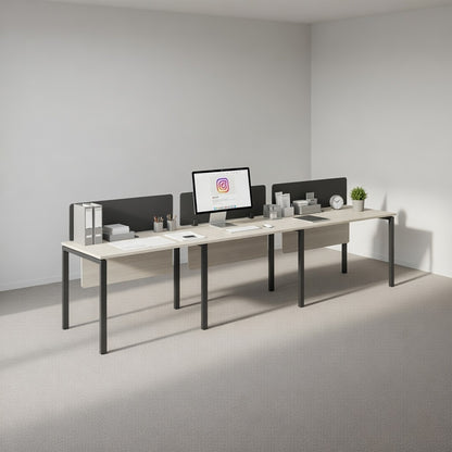 PLATA Workstation Meja Kerja Satu Sisi 3 Orang 360x60cm Ash Grey
