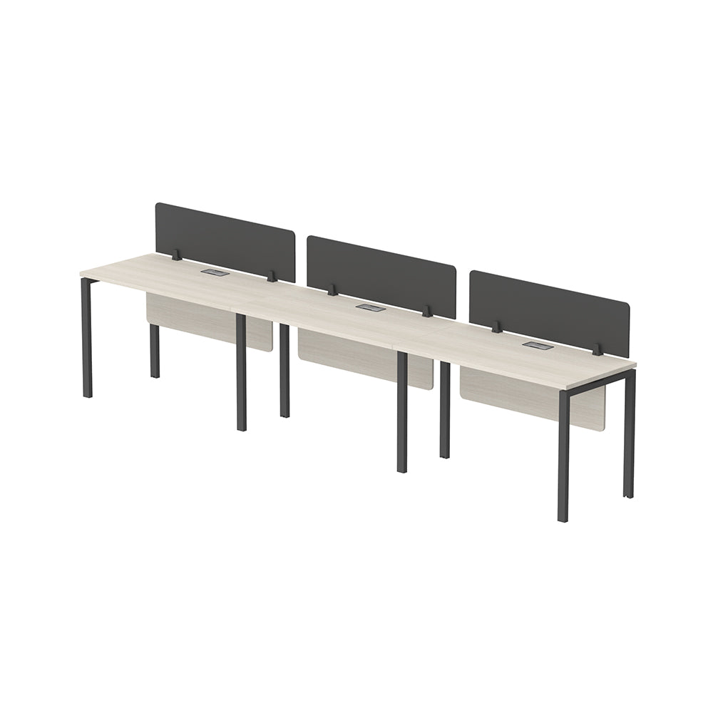PLATA Workstation Meja Kerja Satu Sisi 3 Orang 360x60cm Ash Grey