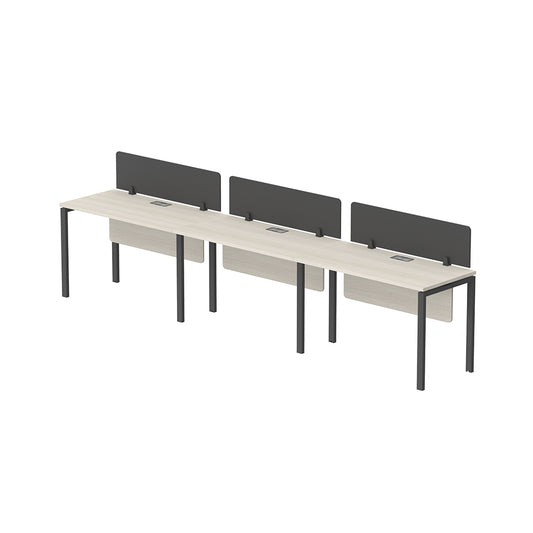 PLATA Workstation Meja Kerja Satu Sisi 3 Orang 360x60cm Ash Grey