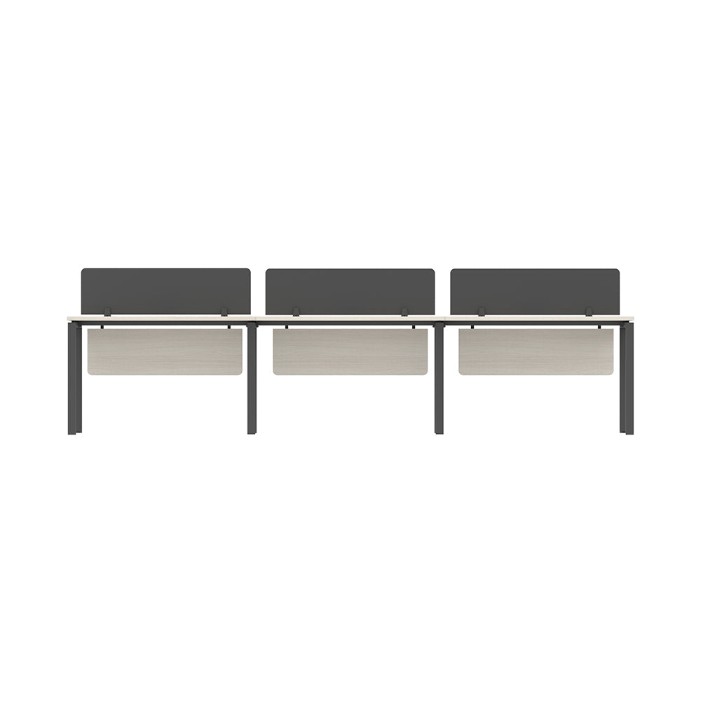 PLATA Workstation Meja Kerja Satu Sisi 3 Orang 360x60cm Ash Grey