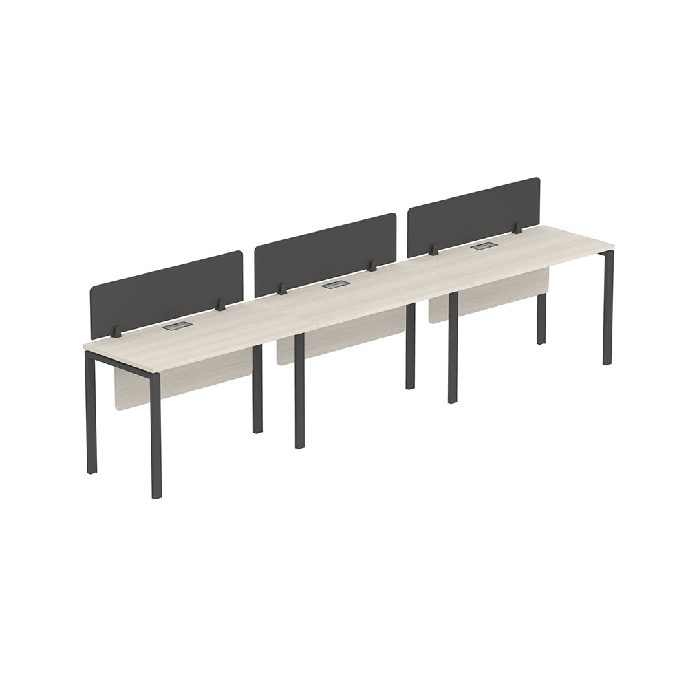 PLATA Workstation Meja Kerja Satu Sisi 3 Orang 360x60cm Ash Grey