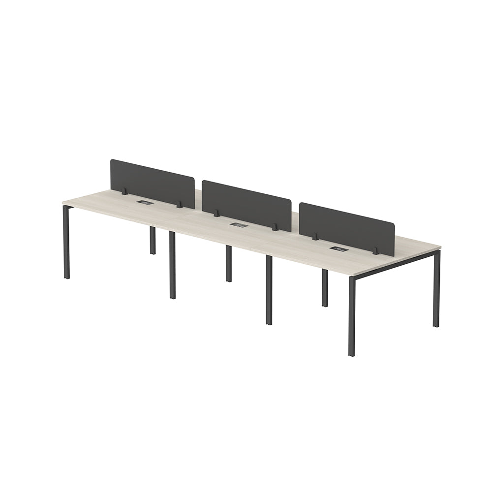 PLATA Workstation Meja Kerja Dua Sisi Berhadapan 6 Orang 360x120cm Ash Grey