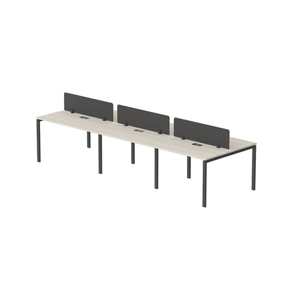 PLATA Workstation Meja Kerja Dua Sisi Berhadapan 6 Orang 360x120cm Ash Grey