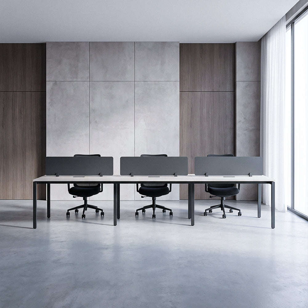 PLATA Workstation Meja Kerja Dua Sisi Berhadapan 6 Orang 360x120cm Ash Grey