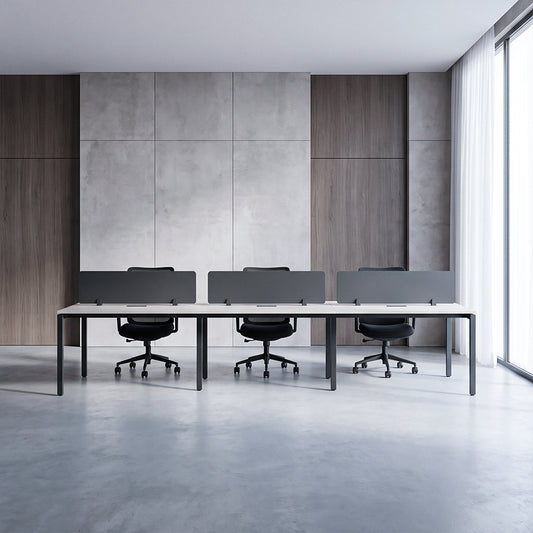 PLATA Workstation Meja Kerja Dua Sisi Berhadapan 6 Orang 360x120cm Ash Grey