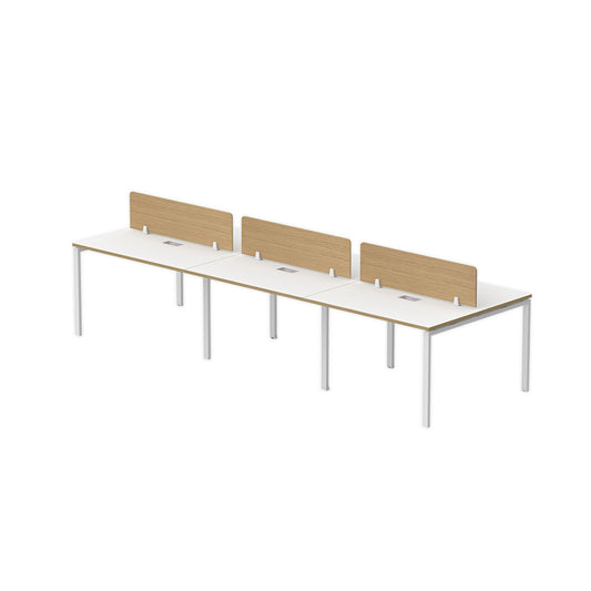 PLATA Workstation Meja Kerja Dua Sisi Berhadapan 6 Orang 360cm White Pine