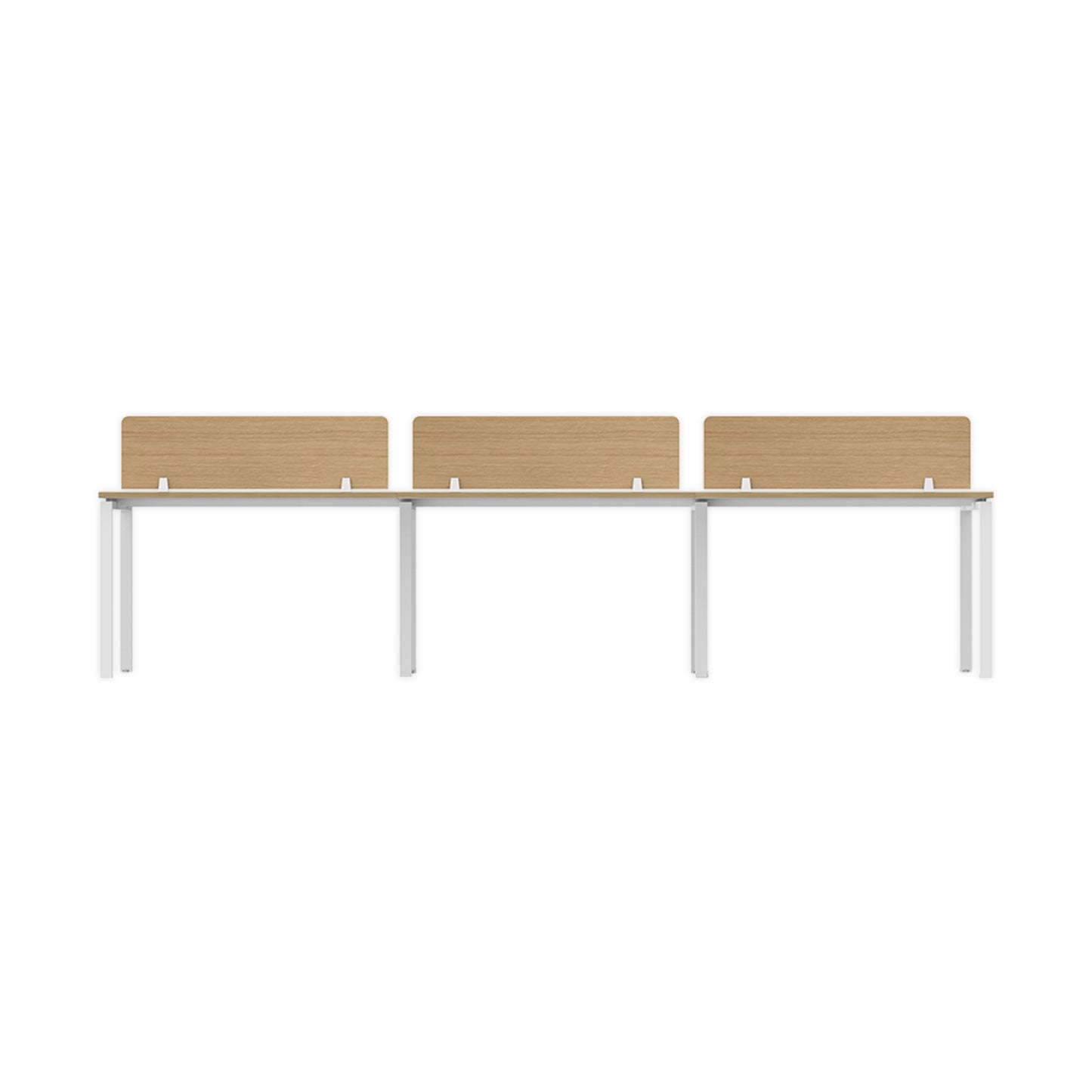 PLATA Workstation Meja Kerja Dua Sisi Berhadapan 6 Orang 360cm White Pine