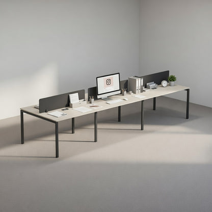 PLATA Workstation Meja Kerja Dua Sisi Berhadapan 6 Orang 420x120cm Ash Grey