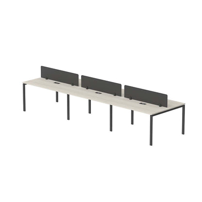 PLATA Workstation Meja Kerja Dua Sisi Berhadapan 6 Orang 420x120cm Ash Grey