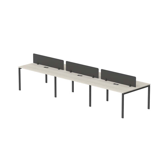 PLATA Workstation Meja Kerja Dua Sisi Berhadapan 6 Orang 420x120cm Ash Grey