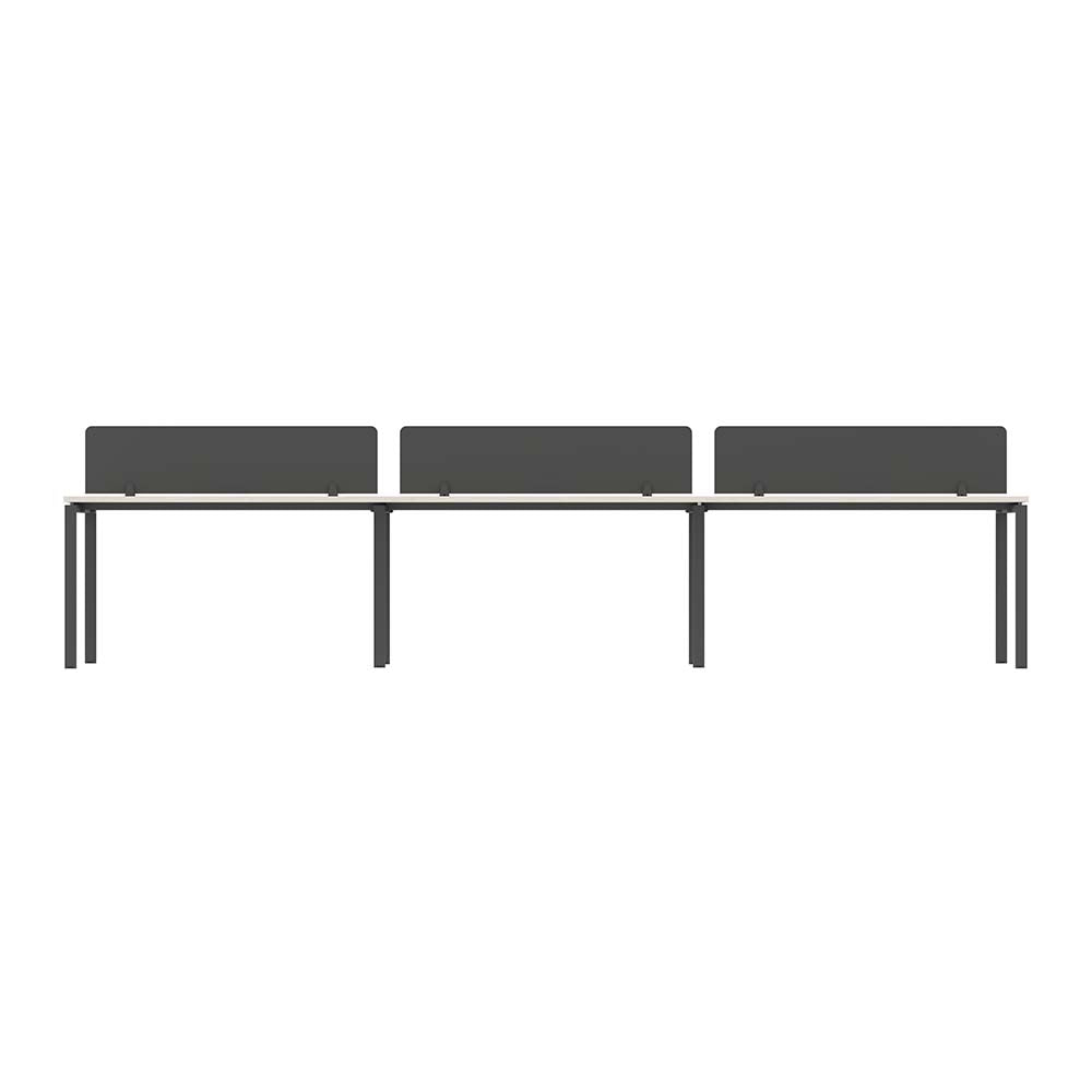 PLATA Workstation Meja Kerja Dua Sisi Berhadapan 6 Orang 420x120cm Ash Grey