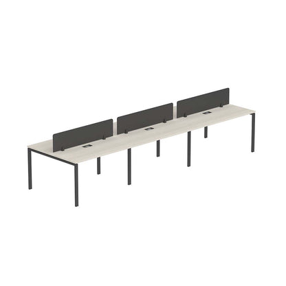 PLATA Workstation Meja Kerja Dua Sisi Berhadapan 6 Orang 420x120cm Ash Grey