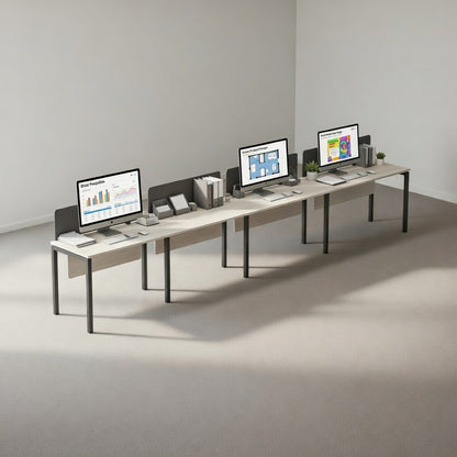 PLATA Workstation Meja Kerja Satu Sisi 4 Orang 480x60cm Ash Grey