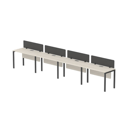PLATA Workstation Meja Kerja Satu Sisi 4 Orang 480x60cm Ash Grey
