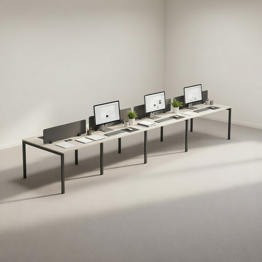 PLATA Workstation Meja Kerja Dua Sisi Berhadapan 8 Orang 480x120cm Ash Grey