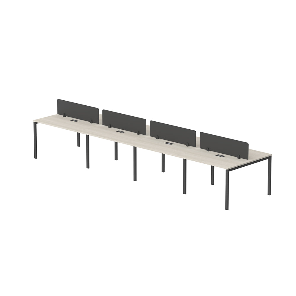 PLATA Workstation Meja Kerja Dua Sisi Berhadapan 8 Orang 480x120cm Ash Grey