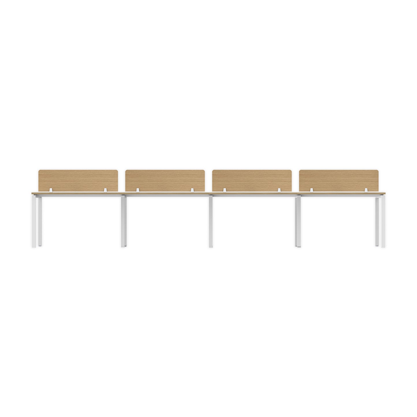 PLATA Workstation Meja Kerja Dua Sisi Berhadapan 8 Orang 480x120cm White Pine