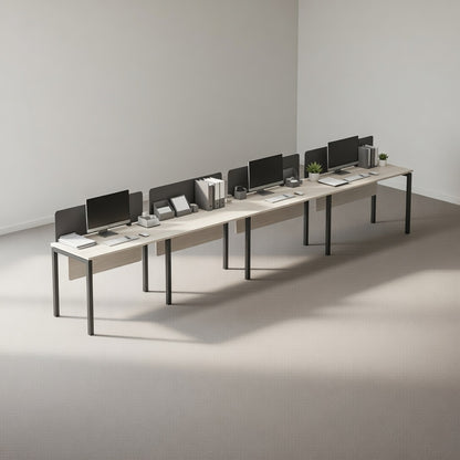 PLATA Workstation Meja Kerja Satu Sisi 4 Orang 560x60cm Ash Grey