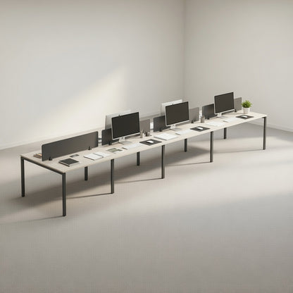 PLATA Workstation Meja Kerja Dua Sisi Berhadapan 8 Orang 560x120cm Ash Grey