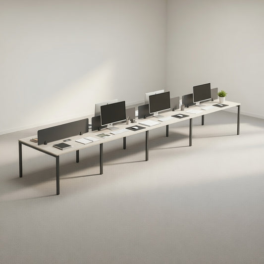 PLATA Workstation Meja Kerja Dua Sisi Berhadapan 8 Orang 560x120cm Ash Grey