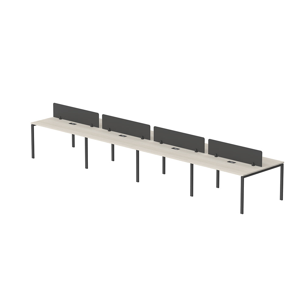 PLATA Workstation Meja Kerja Dua Sisi Berhadapan 8 Orang 560x120cm Ash Grey