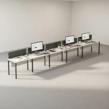 PLATA Workstation Meja Kerja Satu Sisi 5 Orang 600x60cm Ash Grey