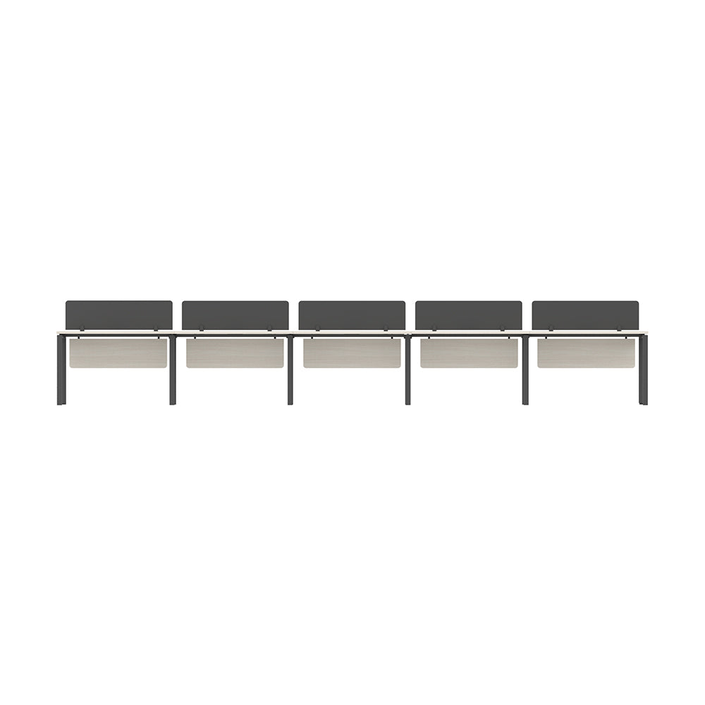 PLATA Workstation Meja Kerja Satu Sisi 5 Orang 600x60cm Ash Grey