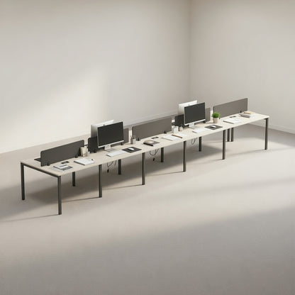 PLATA Workstation Meja Kerja Dua Sisi Berhadapan 10 Orang 600x120cm Ash Grey