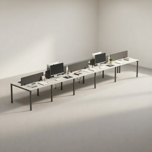 PLATA Workstation Meja Kerja Dua Sisi Berhadapan 10 Orang 600x120cm Ash Grey